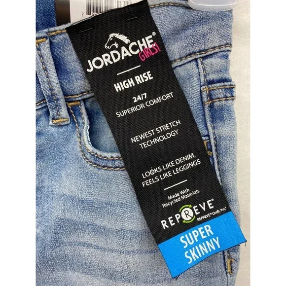 Jordache Girls Super Skinny Stretch Blue Jeans Buttons Up Size: 8 Regular - Picture 4 of 7
